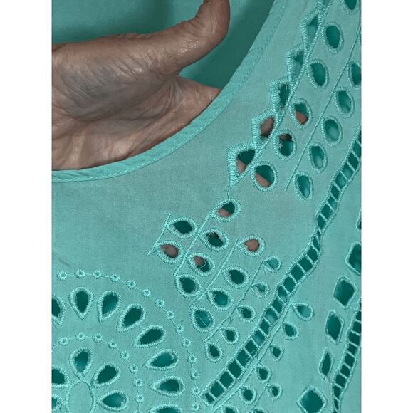 Solitaire Swim Women's Eyelet Swimming Cover Up Top Shirt Teal Green Size Medium - Picture 7 of 12